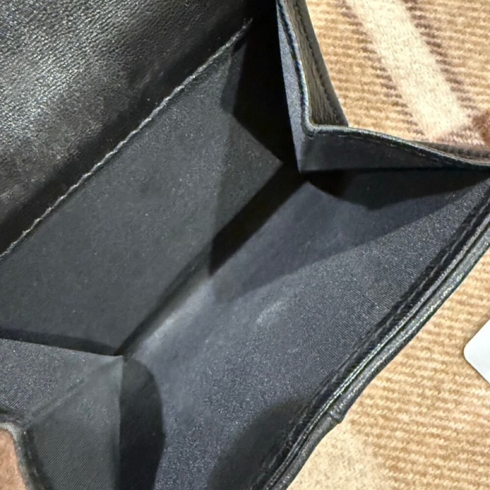 CHRISTIAN DIOR Cannage Wallet & silver Logo Charm Black Leather FREE CHAIN - Picture 10 of 15